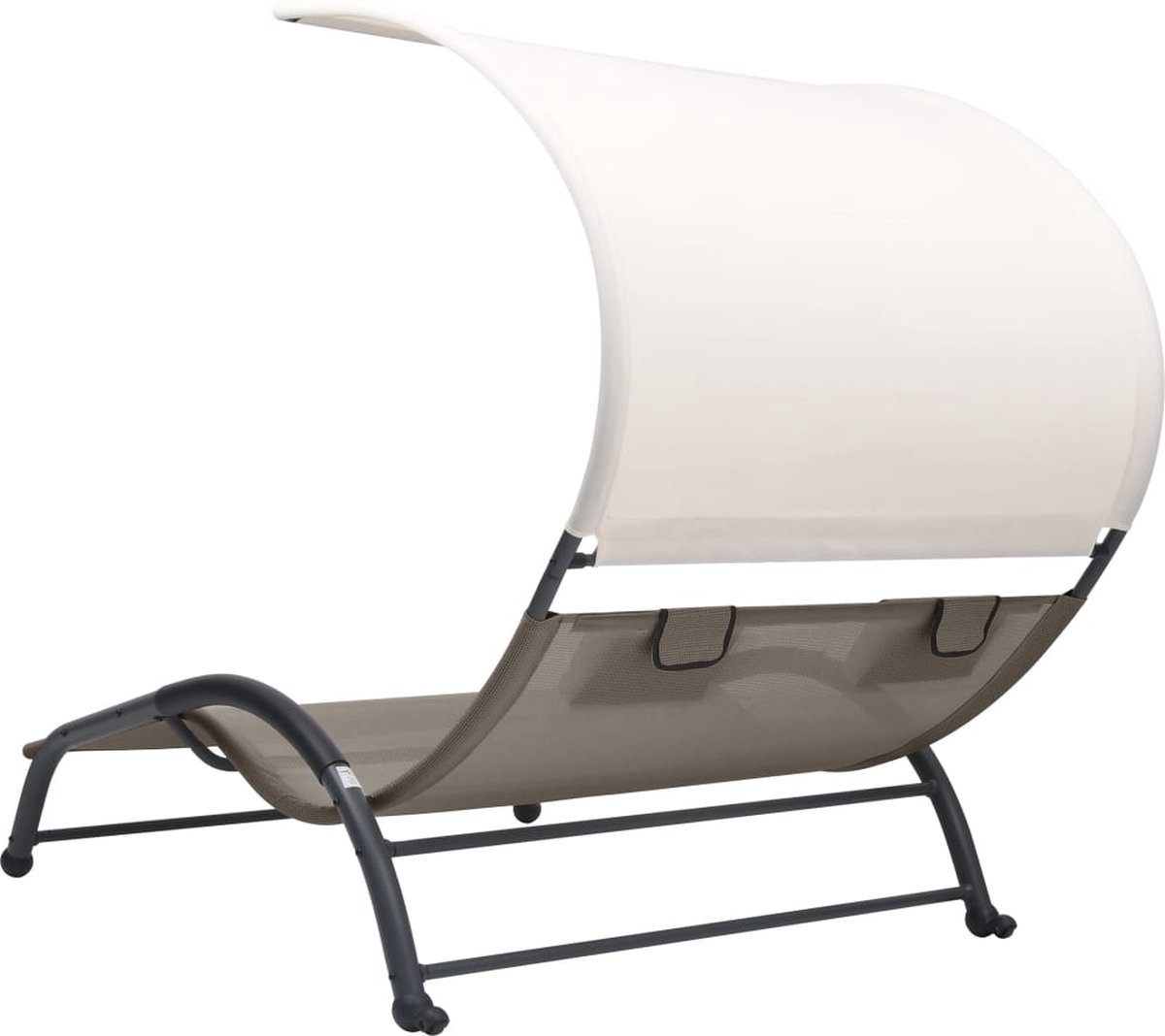 Vidaxl Ligbed Tweepersoons Met Luifel Textileen Taupe