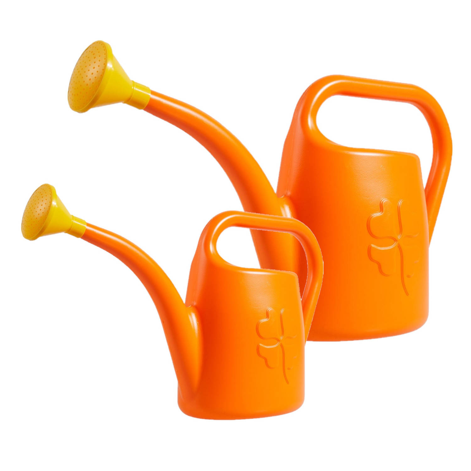 Prosperplast Combi-set Kunststof Bloemen/planten Gieters Met Broeskop/sproeikop 1.8 En 4,5 Liter - Oranje