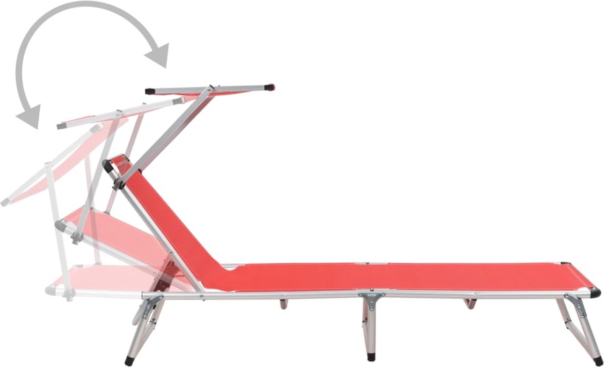 Vidaxl Ligbedden Inklapbaar Met Dak 2 St Aluminium En Textileen - Rood