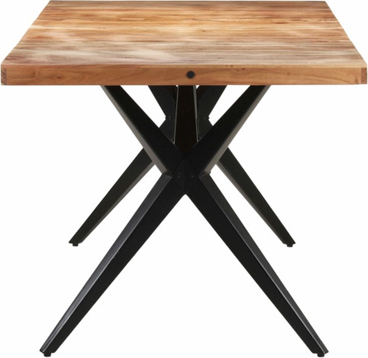 Vidaxl Eettafel 160x80x76 Cm Massief Acaciahout - Zwart