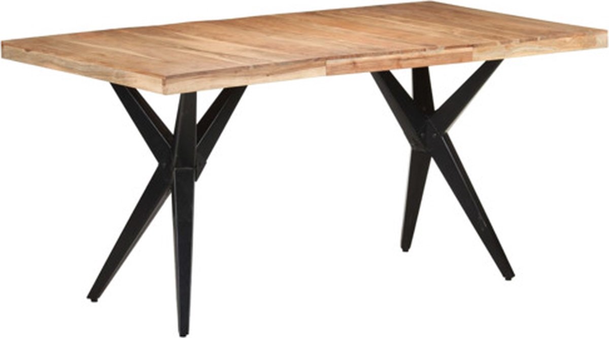 Vidaxl Eettafel 160x80x76 Cm Massief Acaciahout - Zwart