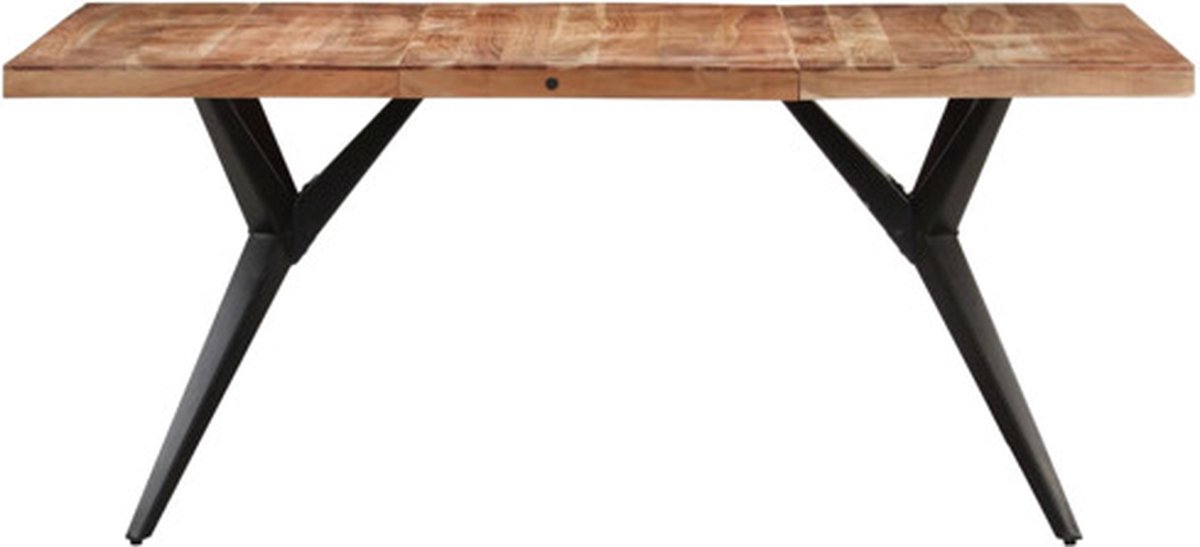 Vidaxl Eettafel 160x80x76 Cm Massief Acaciahout - Zwart