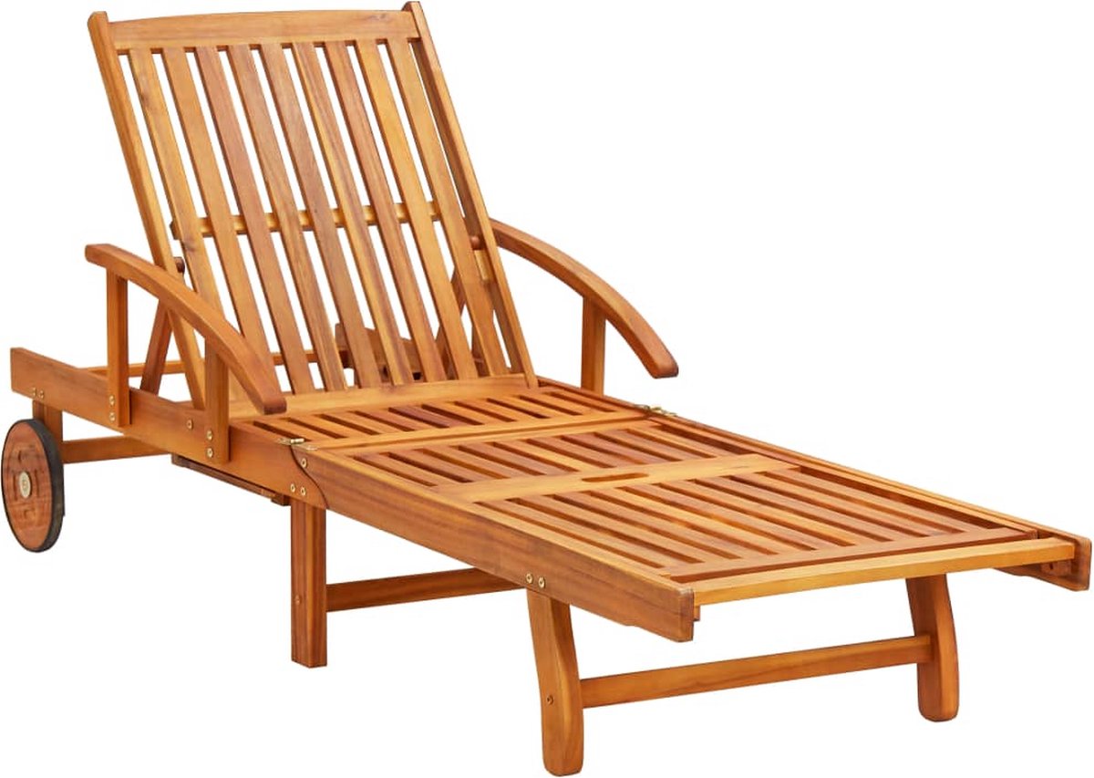 Vidaxl Ligstoelen 2 St Met Kussens Massief Acaciahout - Bruin