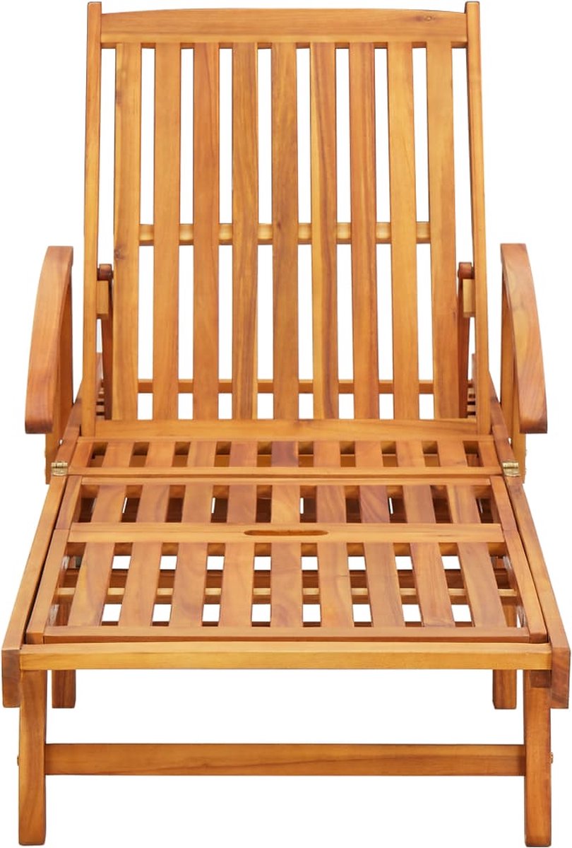 Vidaxl Ligstoelen 2 St Met Tafel En Kussens Massief Acaciahout - Grijs