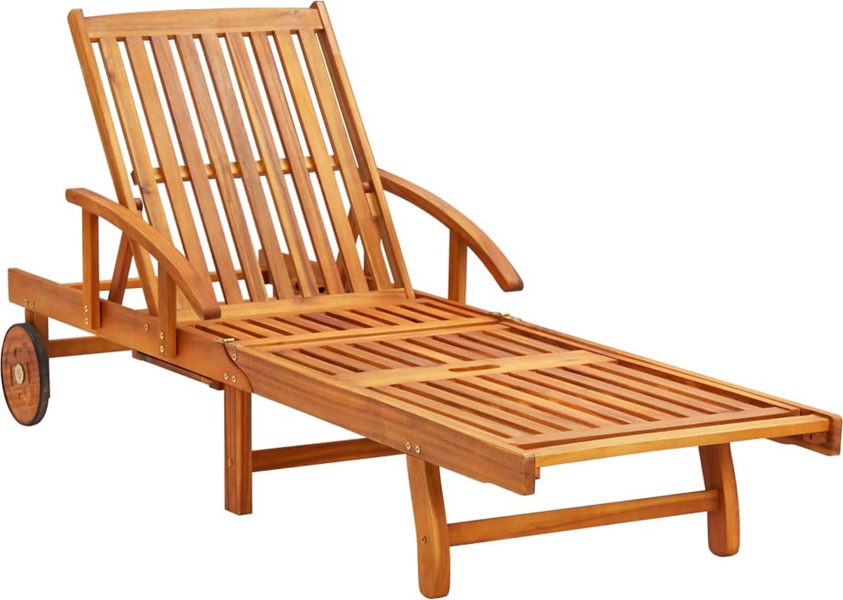 Vidaxl Ligstoelen 2 St Met Tafel En Kussens Massief Acaciahout - Grijs