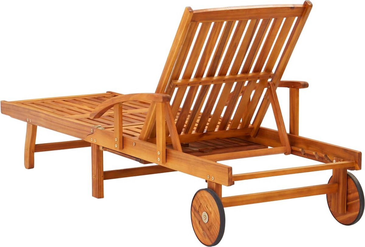 Vidaxl Ligstoelen 2 St Met Tafel En Kussens Massief Acaciahout - Grijs