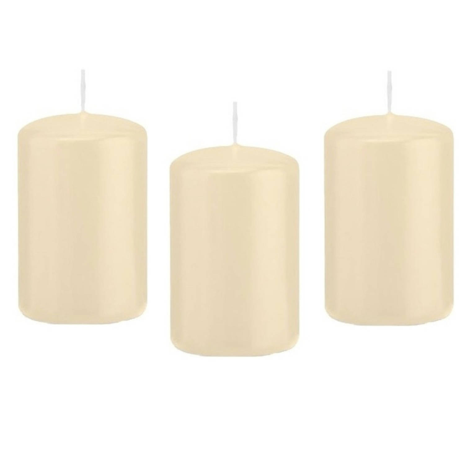 Trend Candles 8x Cremete Cilinderkaars/stompkaars 5 X 8 Cm 18 Branduren - Geurloze Kaarsen - Stompkaarsen - Wit