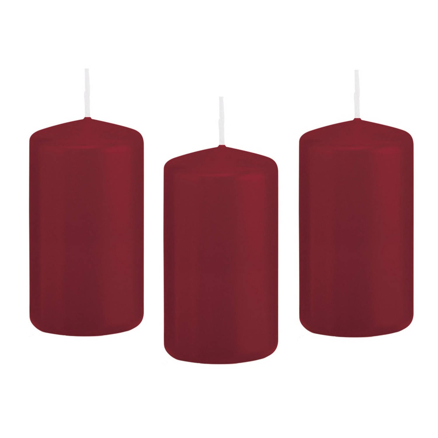 Trend Candles 8x Bordeauxrode Cilinderkaars/stompkaars 6 X 12 Cm 40 Branduren - Geurloze Kaarsen - Woondecoraties - Rood