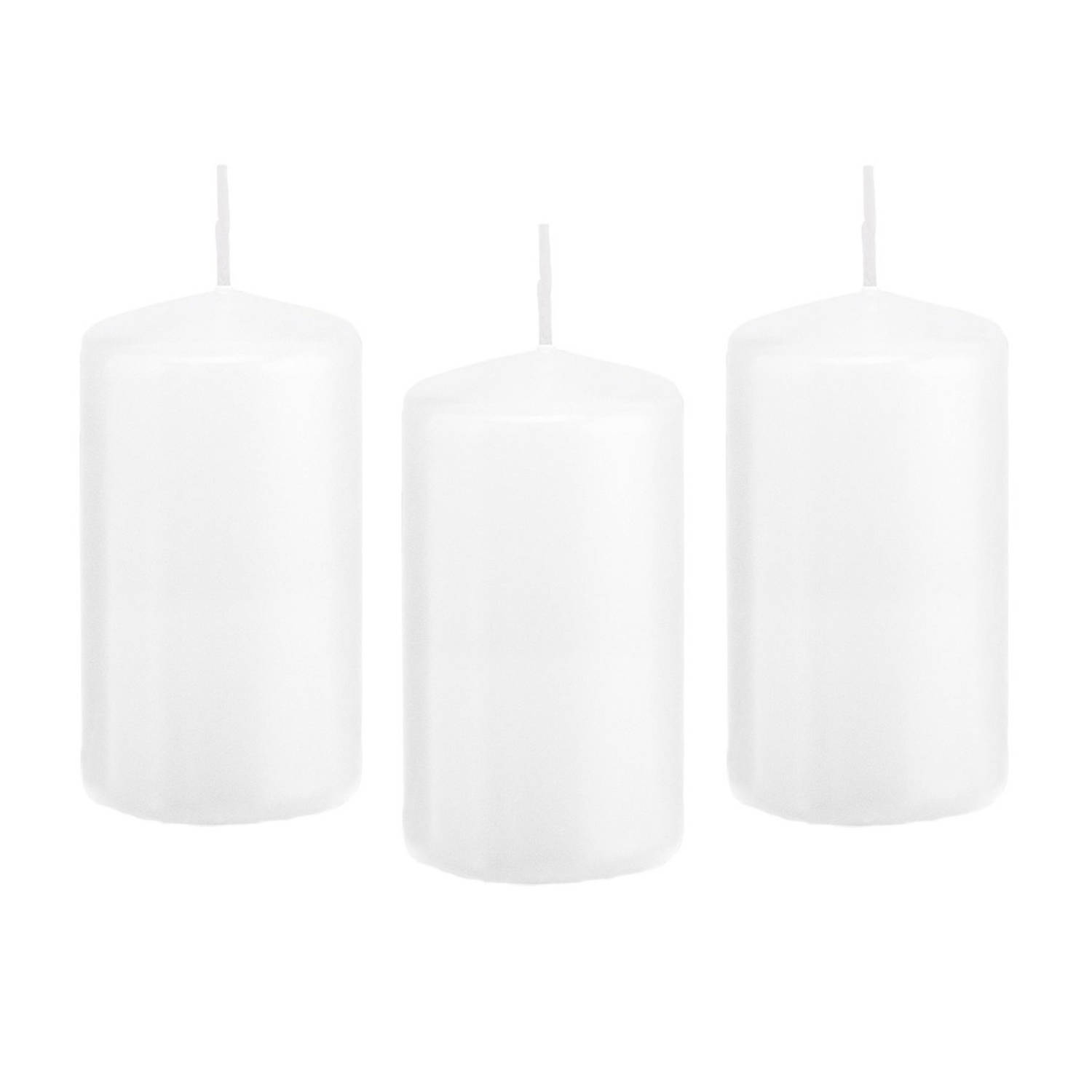 Trend Candles 8xte Cilinderkaars/stompkaars 6 X 12 Cm 40 Branduren - Geurloze Kaarsen - Woondecoraties - Wit