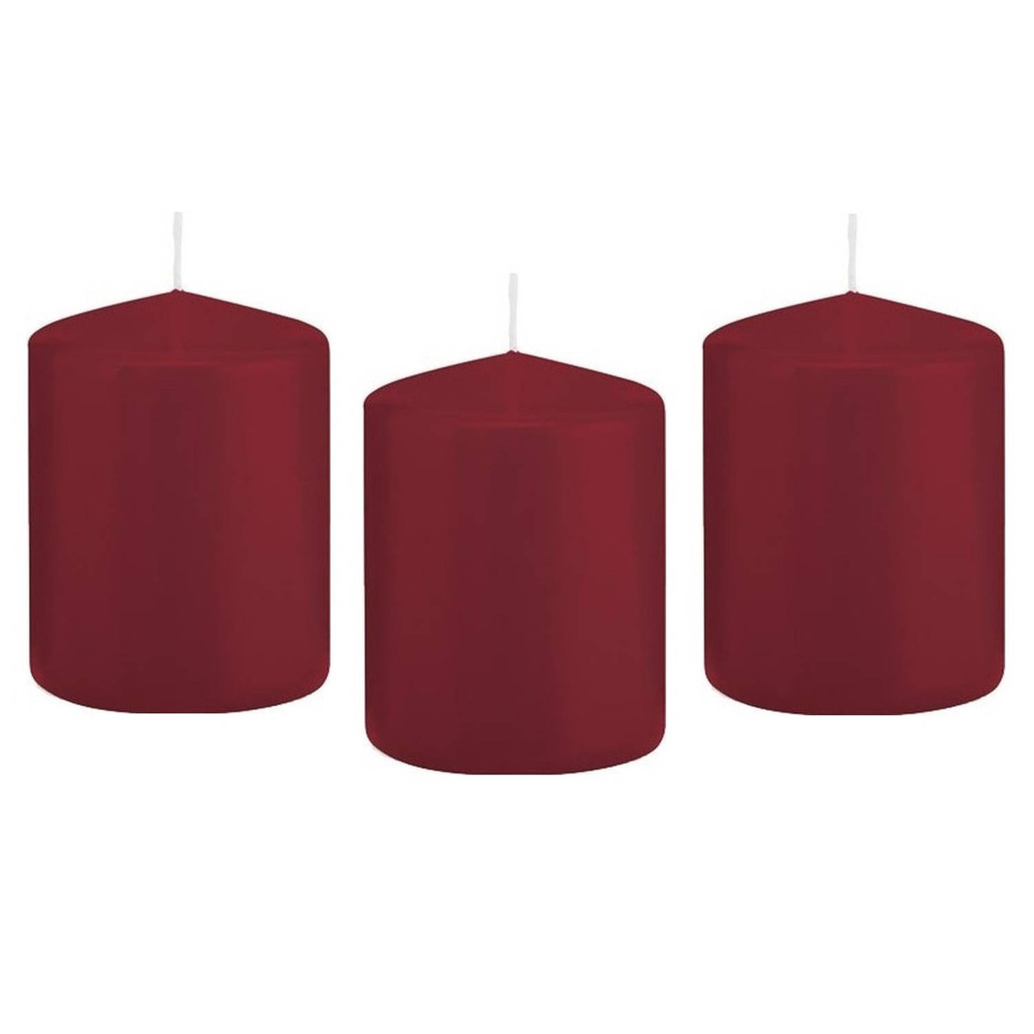 Trend Candles 8x Bordeauxrode Cilinderkaars/stompkaars 6 X 8 Cm 29 Branduren - Geurloze Kaarsen - Woondecoraties - Rood