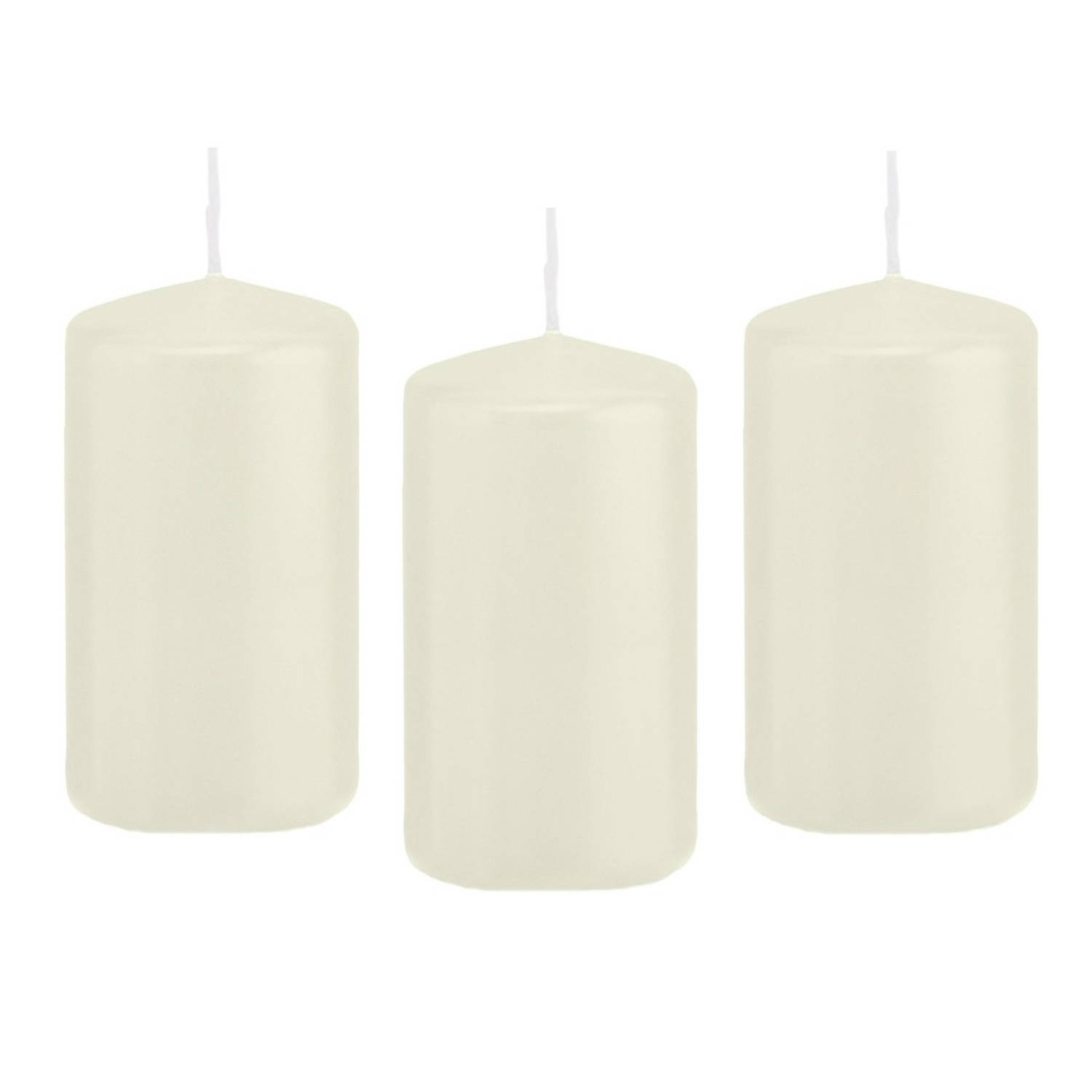 Trend Candles 8x Ivoorte Cilinderkaars/stompkaars 6 X 12 Cm 40 Branduren - Geurloze Kaarsen - Woondecoraties - Wit