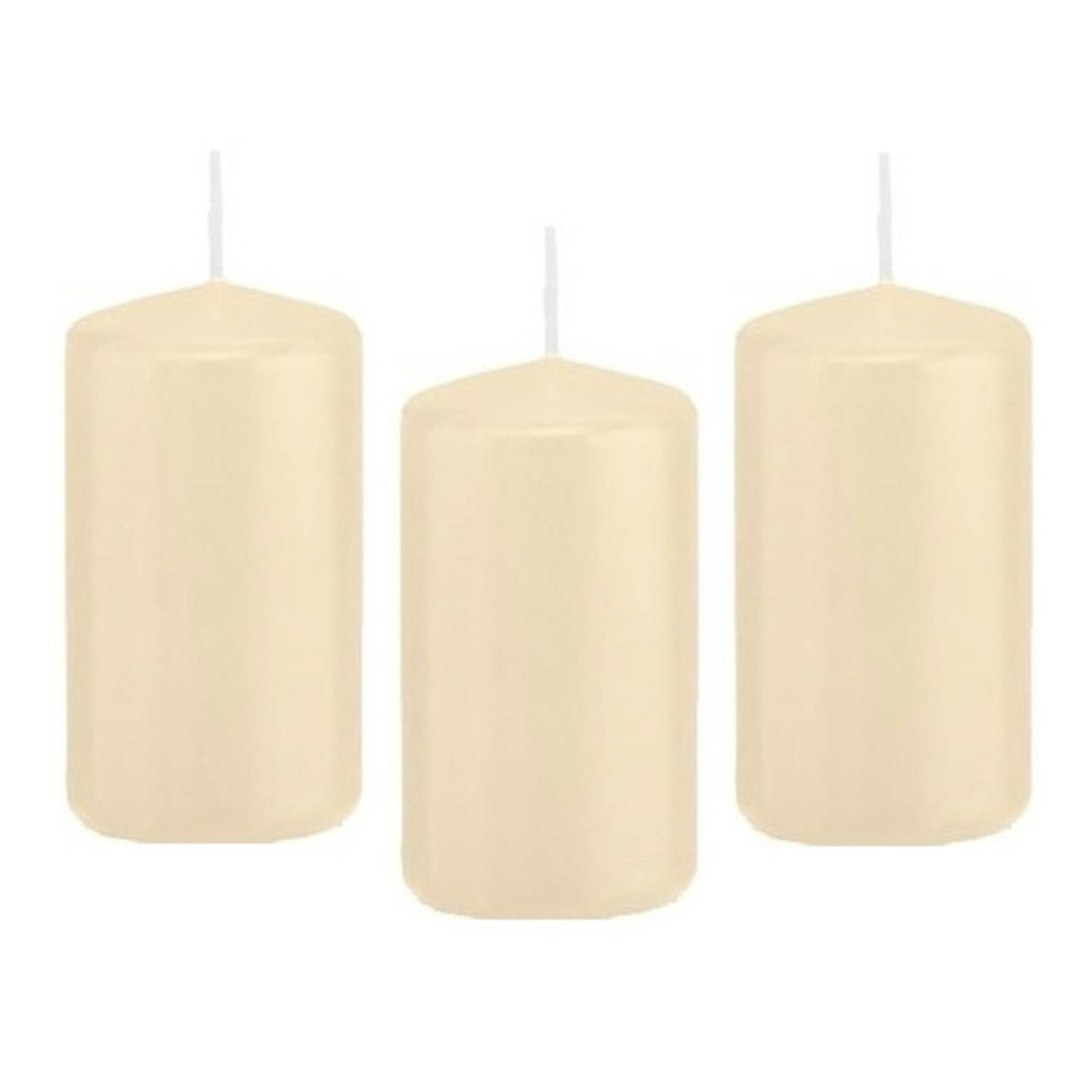 Trend Candles 8x Cremete Cilinderkaars/stompkaars 5 X 10 Cm 23 Branduren - Geurloze Kaarsen - Woondecoraties - Wit