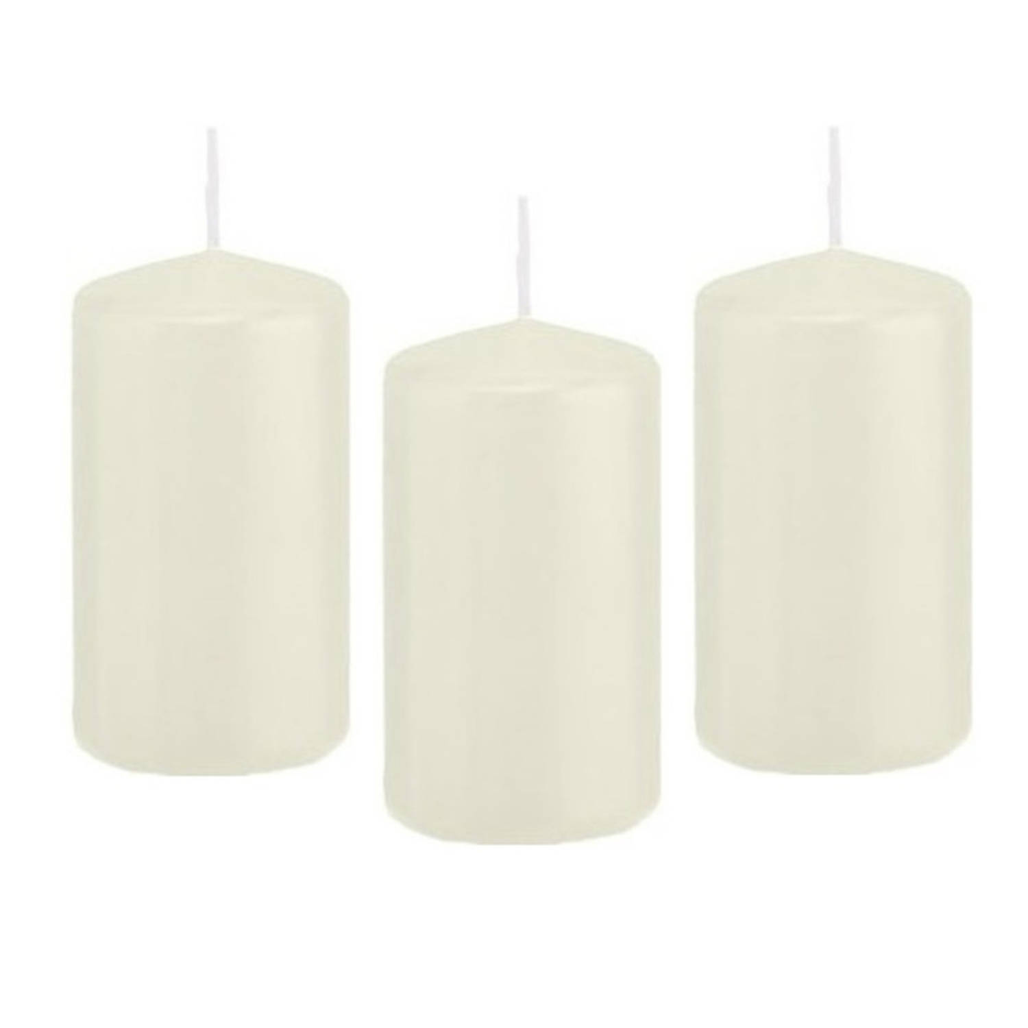 Trend Candles 8x Ivoorte Cilinderkaars/stompkaars 5 X 10 Cm 23 Branduren - Geurloze Kaarsen - Woondecoraties - Wit