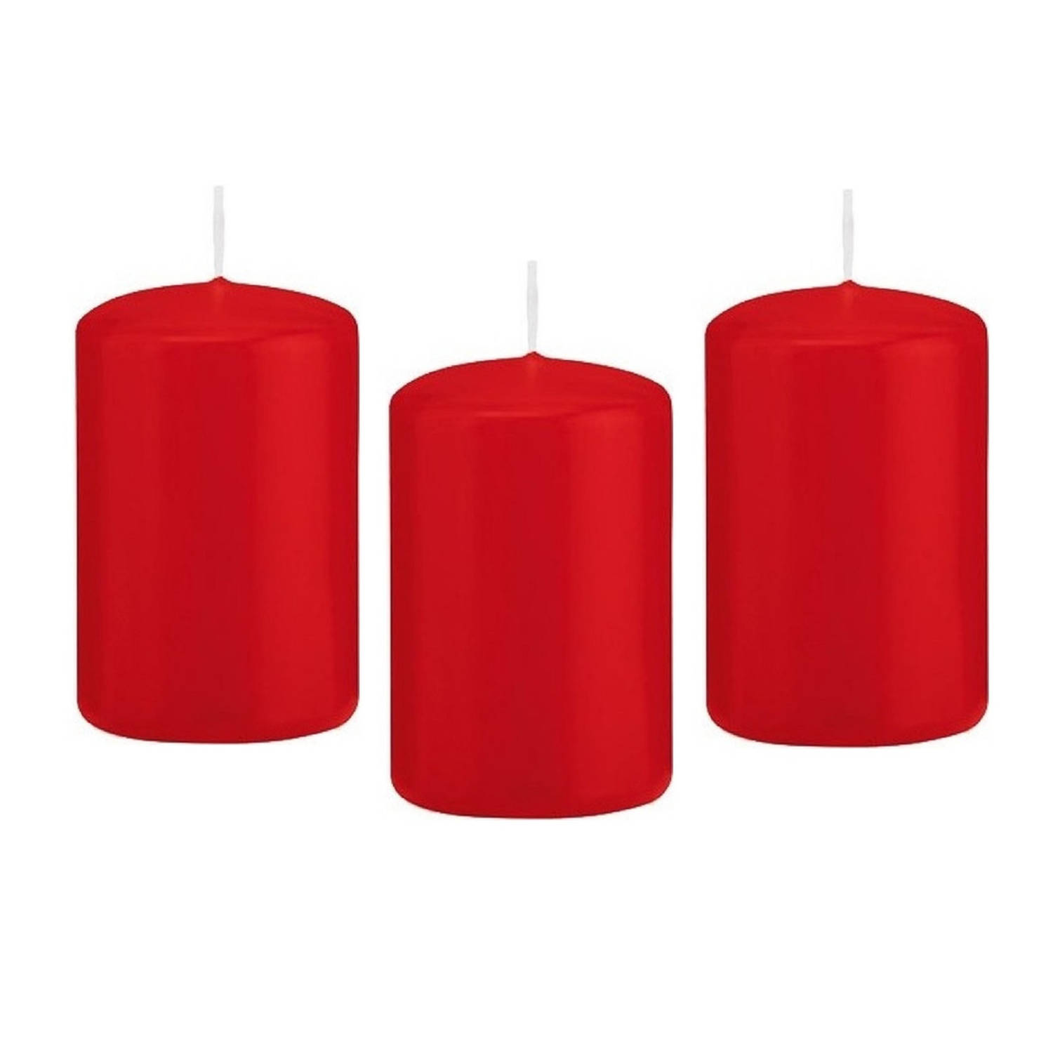 Trend Candles 8x Stuks Rode Cilinderkaars/stompkaars 5 X 8 Cm 18 Branduren - Geurloze Kaarsen - Woondecoraties - Rood