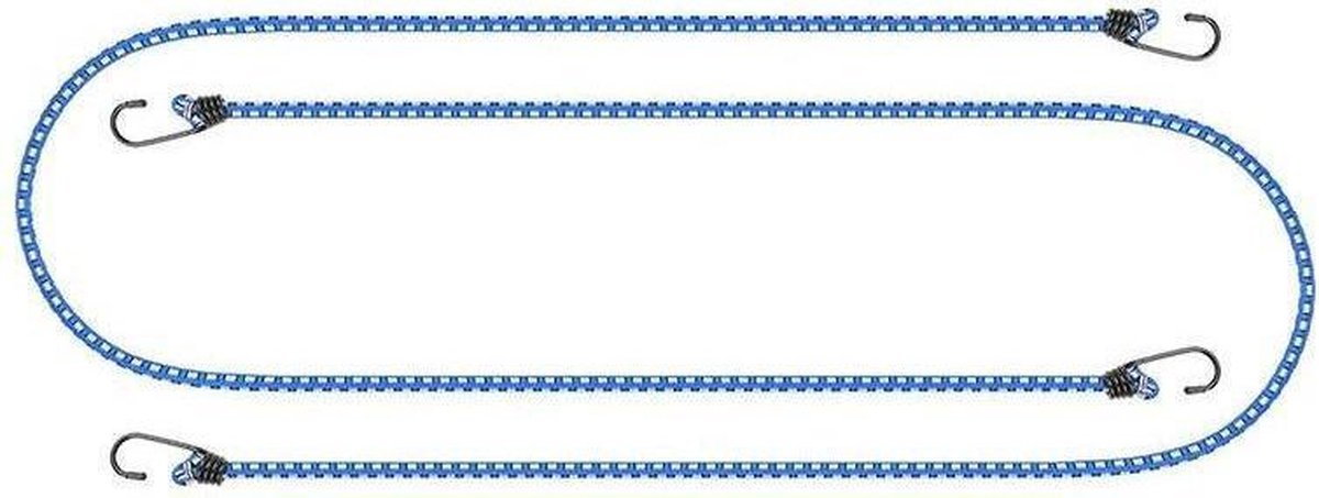 PROPLUS Bagagespin/snelbinders Set Van 2x Stuks Met Haken 150 Cm - Elastisch - Voor Fiets/motor/aanhanger - Blauw