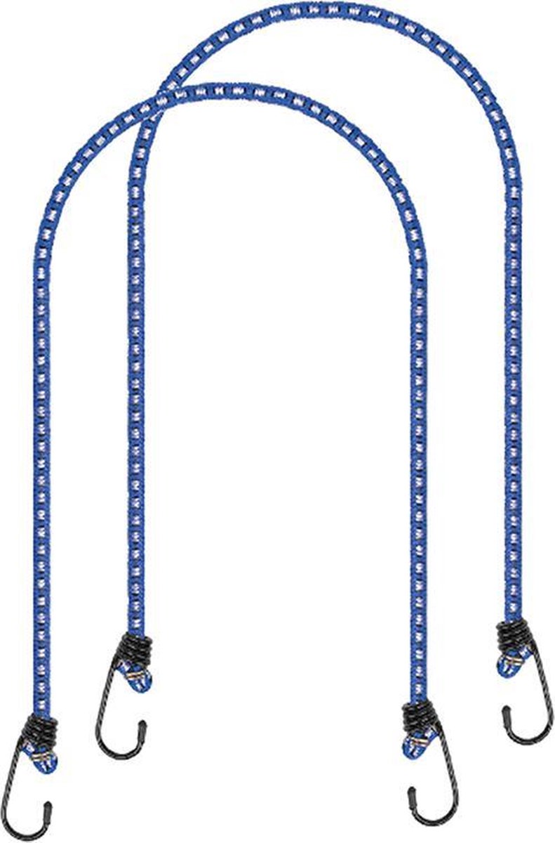 PROPLUS Bagagespin/snelbinders Set Van 2x Stuks Met Haken 150 Cm - Elastisch - Voor Fiets/motor/aanhanger - Blauw