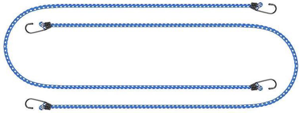 PROPLUS Bagagespin/snelbinders Set Van 2x Stuks Met Haken 150 Cm - Elastisch - Voor Fiets/motor/aanhanger - Blauw