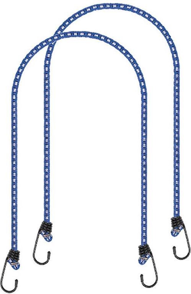 PROPLUS Bagagespin/snelbinders Set Van 2x Stuks Met Haken 150 Cm - Elastisch - Voor Fiets/motor/aanhanger - Blauw