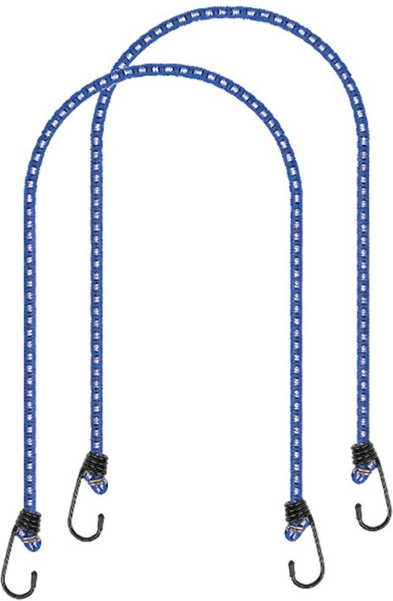 PROPLUS Bagagespin/snelbinders Set Van 2x Stuks Met Haken 80 Cm - Elastisch - Voor Fiets/motor/aanhanger - Blauw
