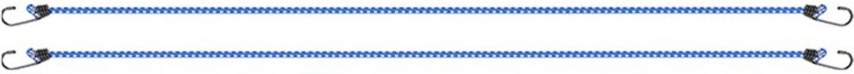 PROPLUS Bagagespin/snelbinders Set Van 2x Stuks Met Haken 80 Cm - Elastisch - Voor Fiets/motor/aanhanger - Blauw