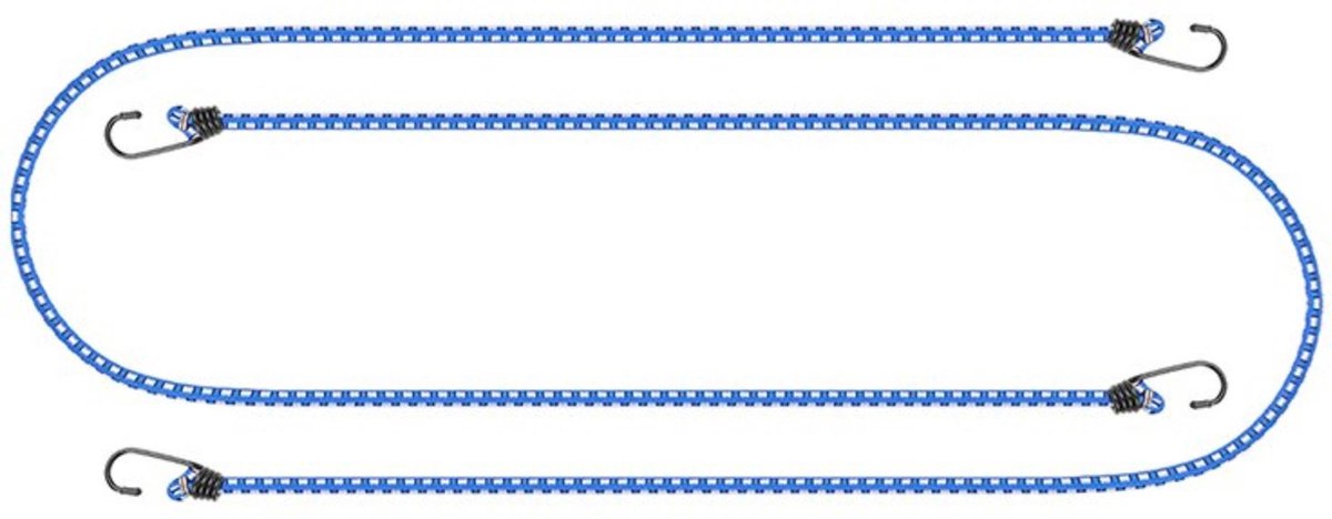 PROPLUS Bagagespin/snelbinders Set Van 2x Stuks Met Haken 80 Cm - Elastisch - Voor Fiets/motor/aanhanger - Blauw