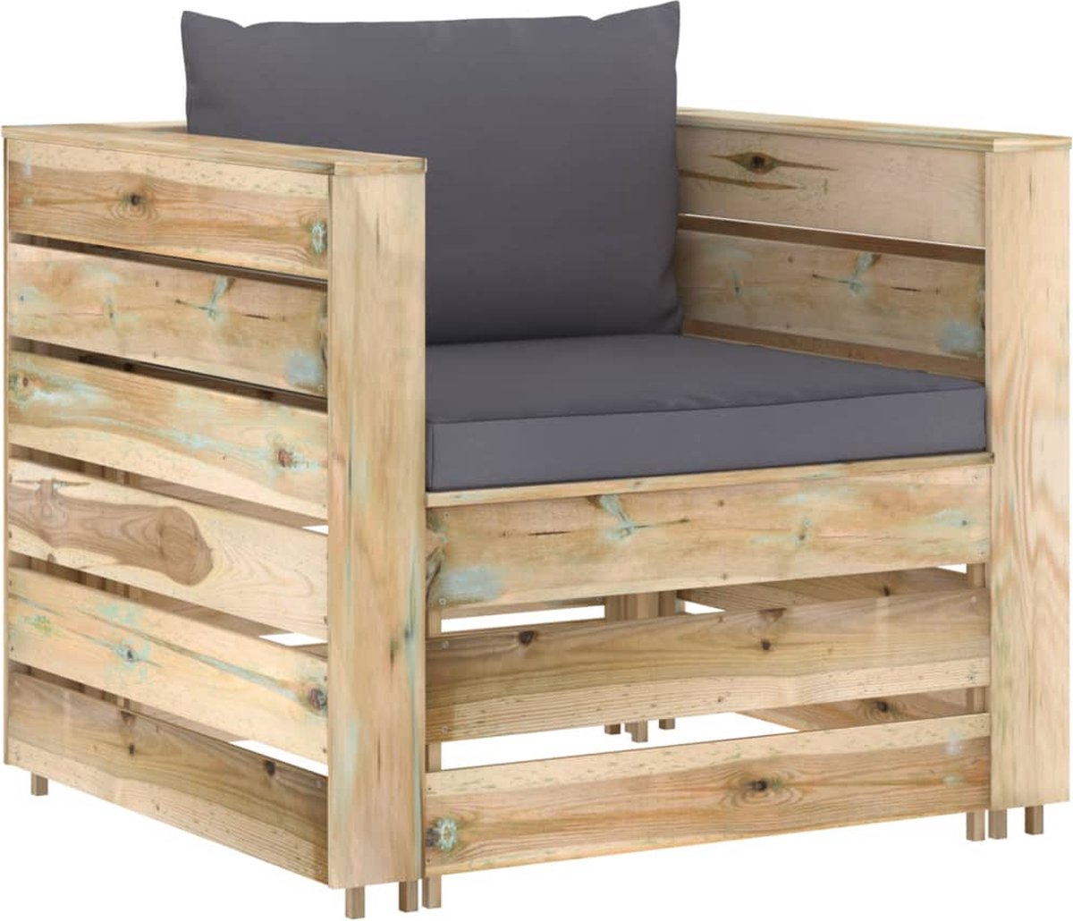 Vidaxl 2-delige Loungeset Met Kussens Geïmpregneerd Hout - Groen