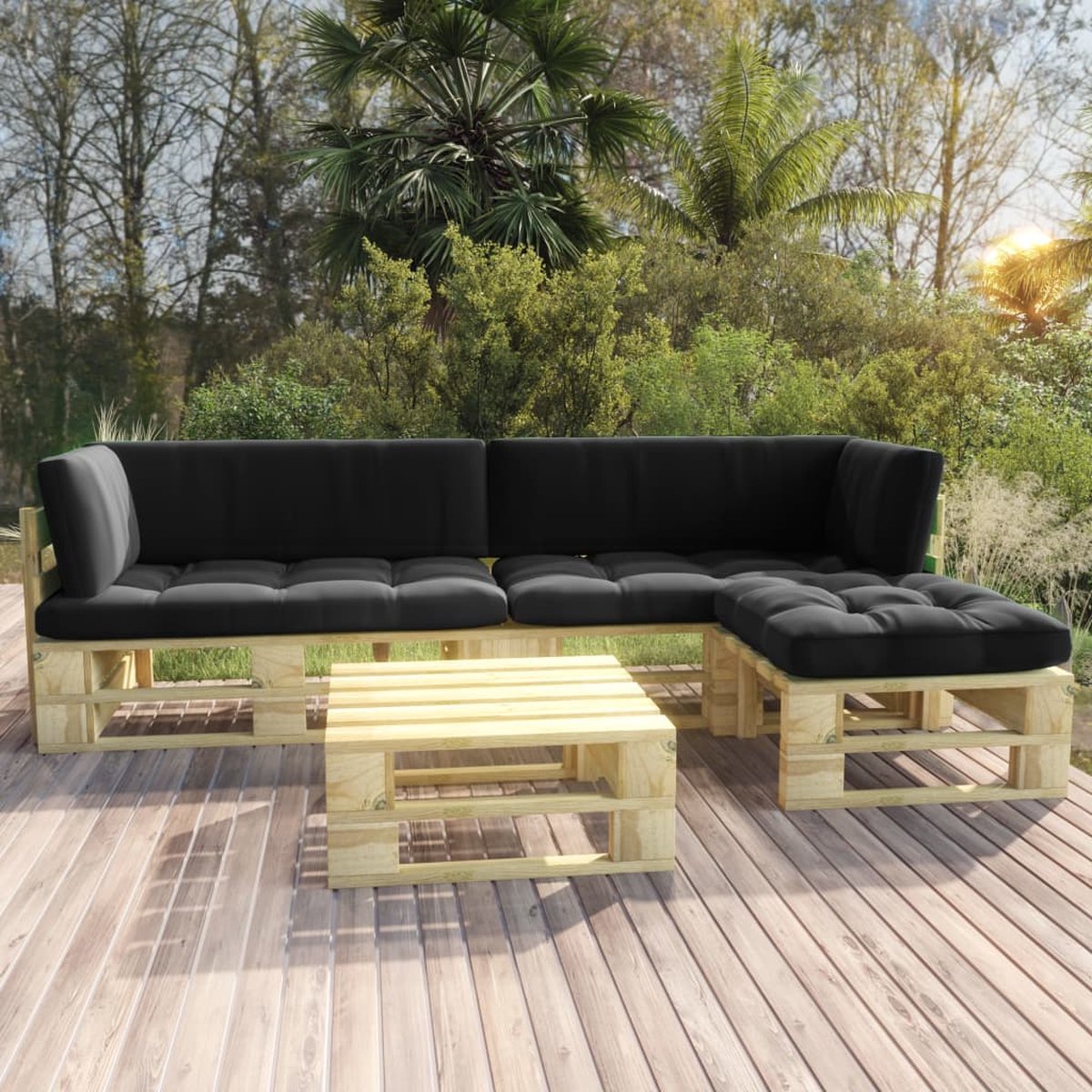 Vidaxl 4-delige Loungeset Pallet Met Kussens Geïmpregneerd Hout - Groen