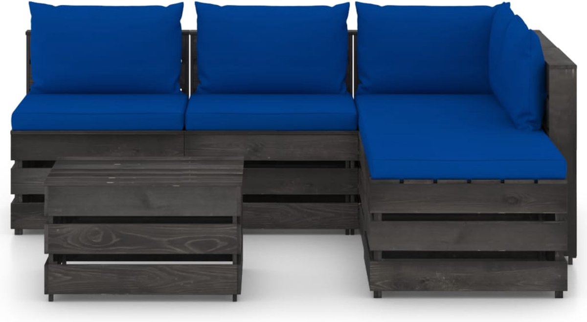 Vidaxl 6-delige Loungeset Met Kussens Geïmpregneerd Hout - Blauw