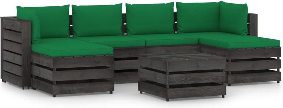 Vidaxl 7-delige Loungeset Met Kussens Geïmpregneerd Hout - Groen