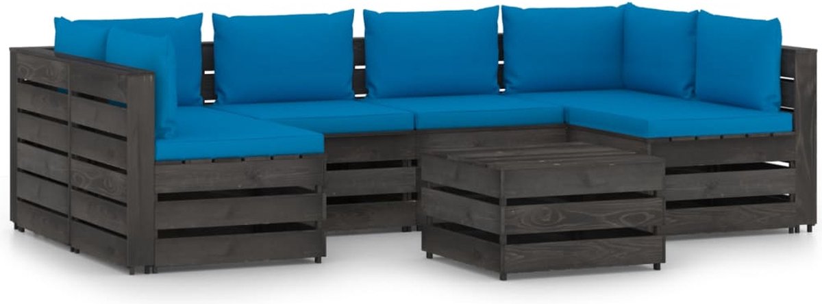 Vidaxl 7-delige Loungeset Met Kussens Geïmpregneerd Hout - Azul