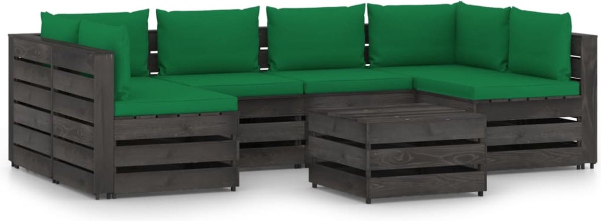 Vidaxl 7-delige Loungeset Met Kussens Geïmpregneerd Hout - Groen