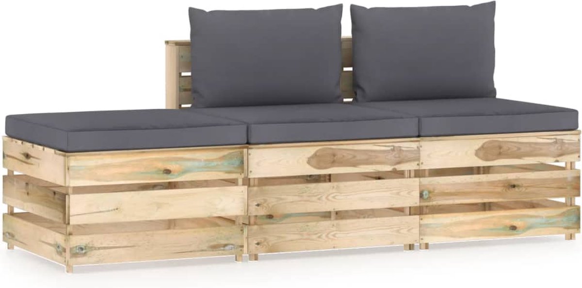 Vidaxl 3-delige Loungeset Met Kussens Geïmpregneerd Hout - Verde