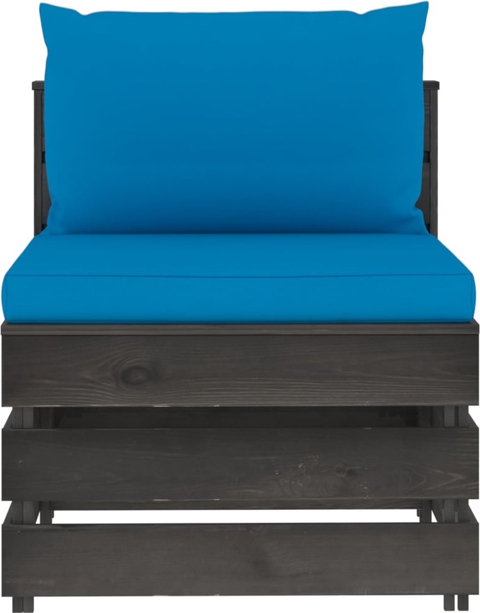 Vidaxl 3-delige Loungeset Met Kussens Geïmpregneerd Hout - Blauw
