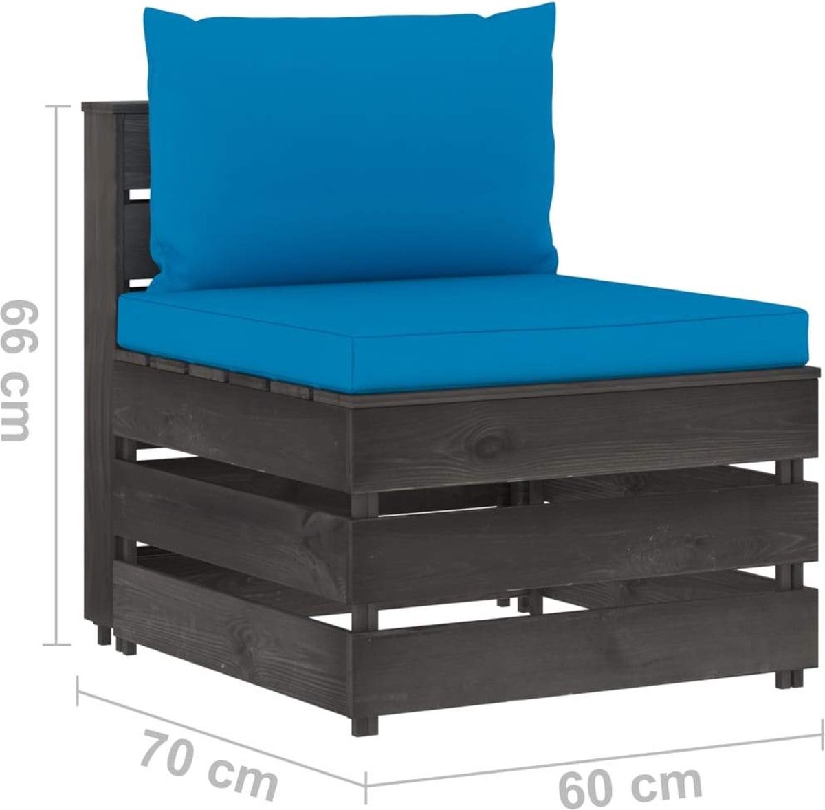 Vidaxl 3-delige Loungeset Met Kussens Geïmpregneerd Hout - Blauw