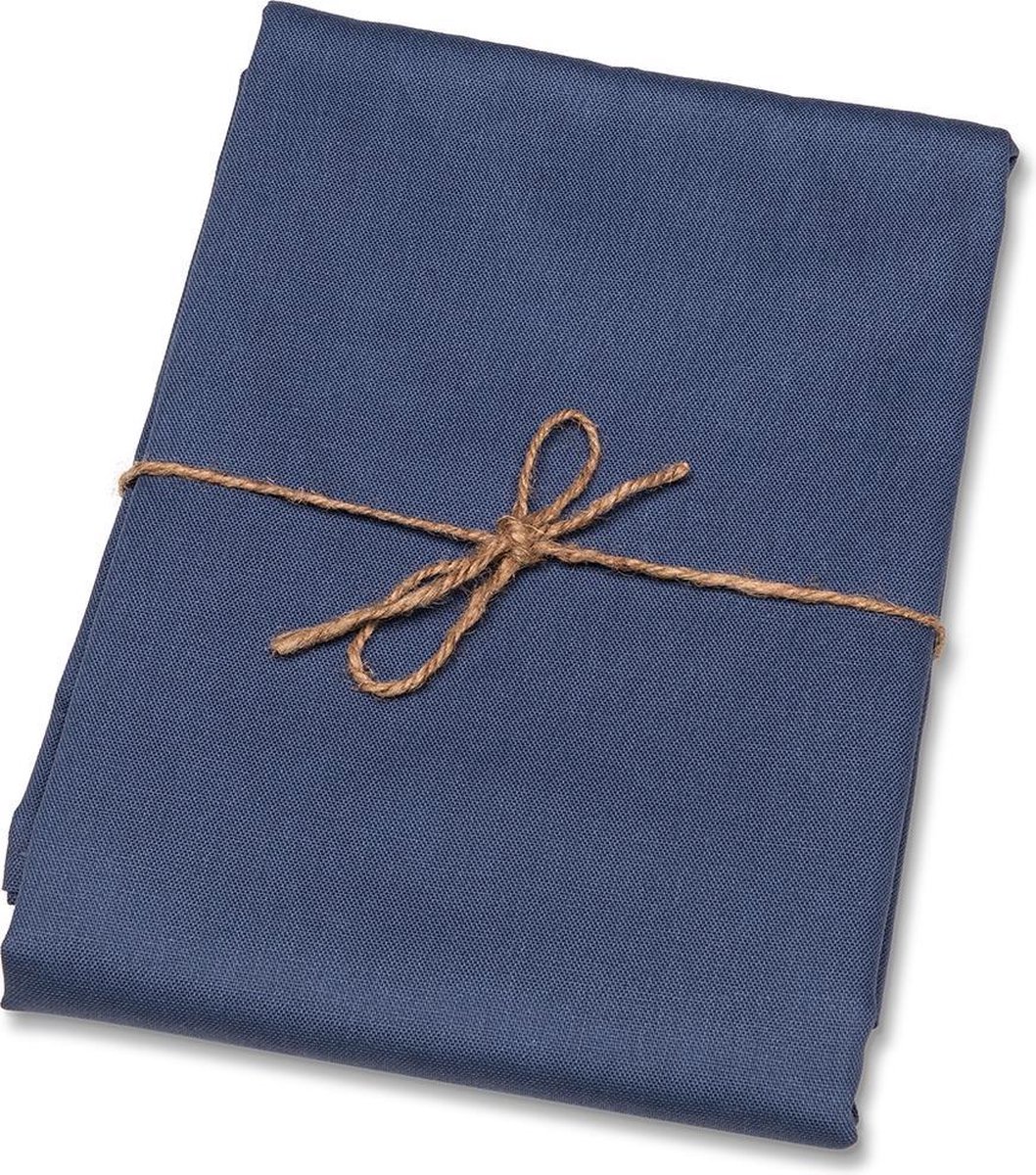 Donker Tafelkleed Van Polyester/katoen Met Formaat Rond 160 Cm - Basic Eettafel Tafelkleden - Blauw