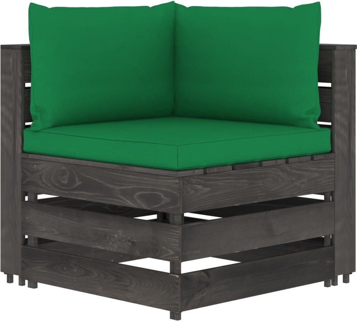 Vidaxl 3-delige Loungeset Met Kussens Geïmpregneerd Hout - Groen