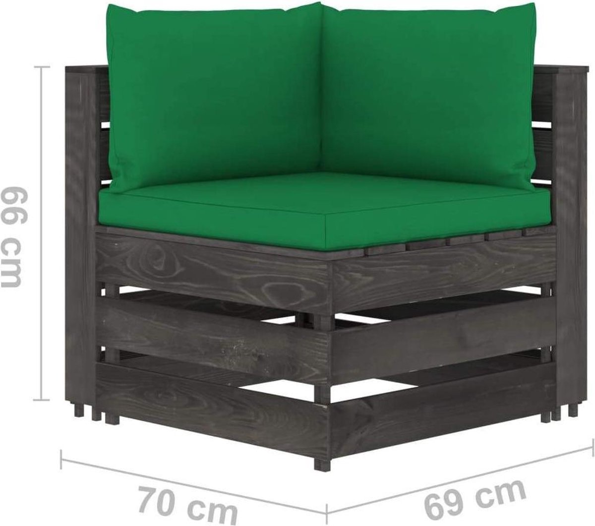 Vidaxl 3-delige Loungeset Met Kussens Geïmpregneerd Hout - Groen