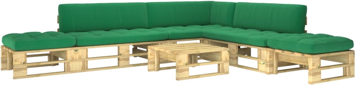 Vidaxl 6-delige Loungeset Pallet Met Kussens Geïmpregneerd Hout - Groen