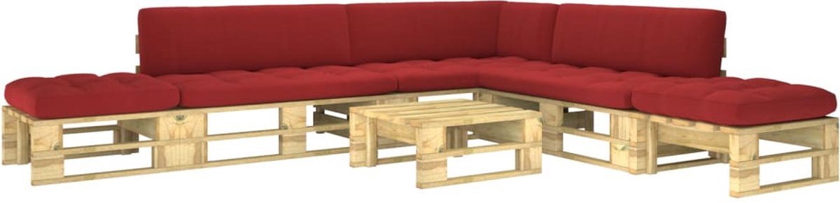 Vidaxl 6-delige Loungeset Pallet Met Kussens Geïmpregneerd Hout - Groen