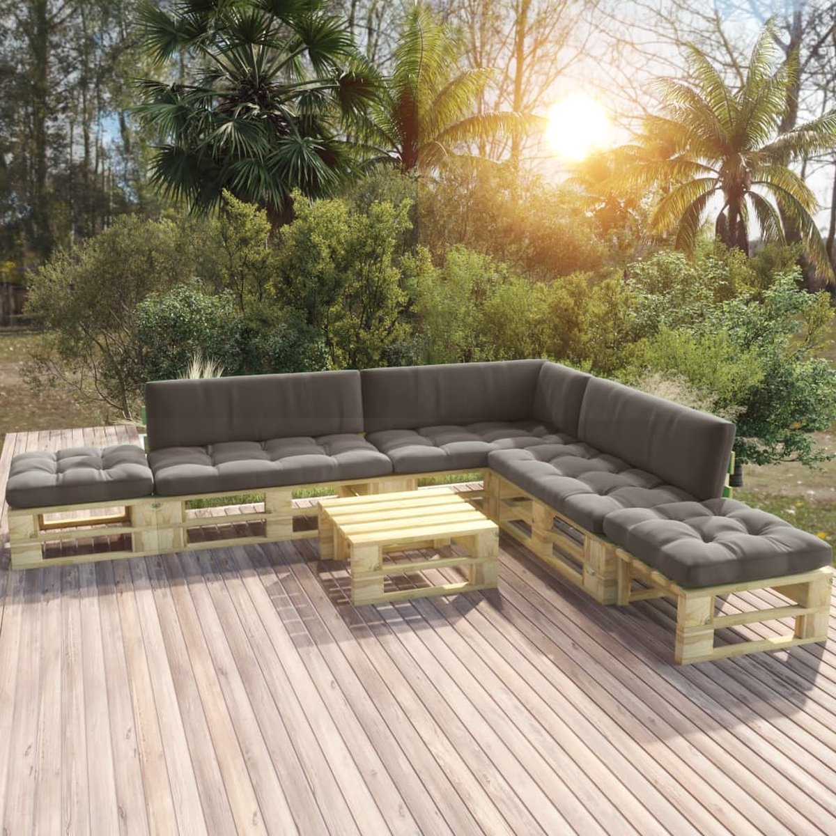 Vidaxl 6-delige Loungeset Pallet Met Kussens Geïmpregneerd Hout - Groen