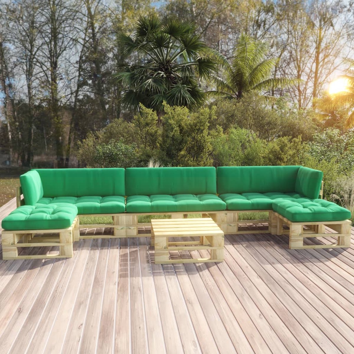 Vidaxl 6-delige Loungeset Pallet Met Kussens Geïmpregneerd Hout - Groen