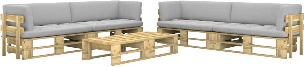 Vidaxl 6-delige Loungeset Pallet Met Kussens Geïmpregneerd Hout - Groen