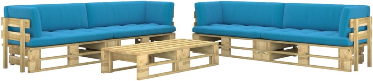 Vidaxl 6-delige Loungeset Pallet Met Kussens Geïmpregneerd Hout - Groen