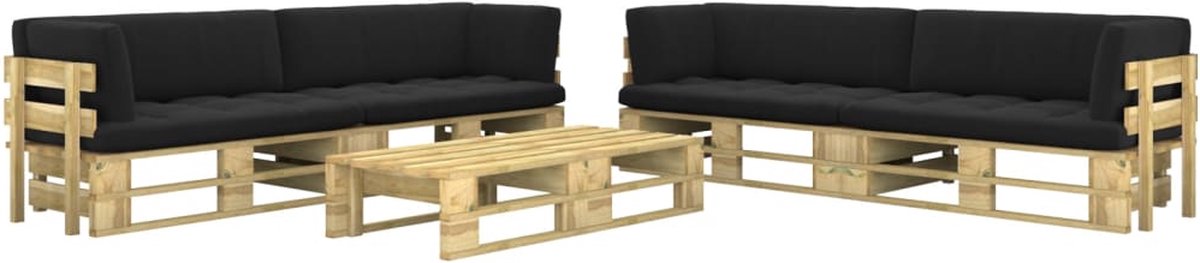 Vidaxl 6-delige Loungeset Pallet Met Kussens Geïmpregneerd Hout - Groen