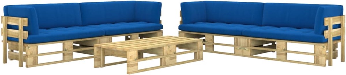 Vidaxl 6-delige Loungeset Pallet Met Kussens Geïmpregneerd Hout - Groen