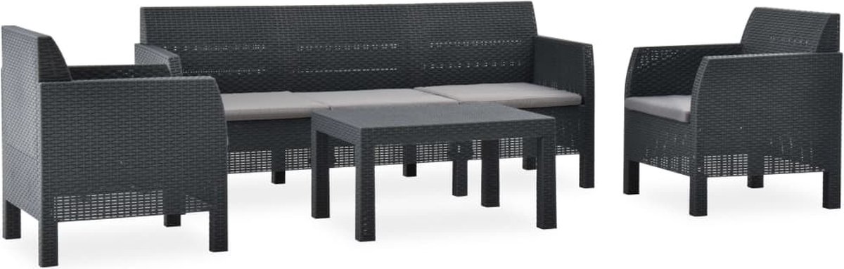 Vidaxl 4-delige Loungeset Met Kussens Pp Antracietkleurig