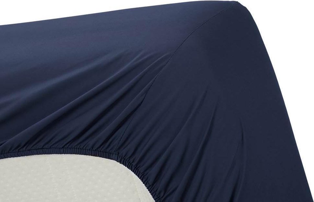 AMBIANTE Cotton Uni Hoeslaken - 100% Katoen - 1-persoons (70x200 Cm) - Dark Blue - Blauw