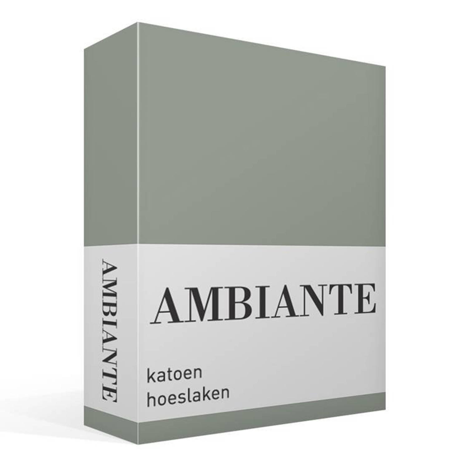 AMBIANTE Cotton Uni Hoeslaken - 100% Katoen - 1-persoons (80x200 Cm) - Green - Groen