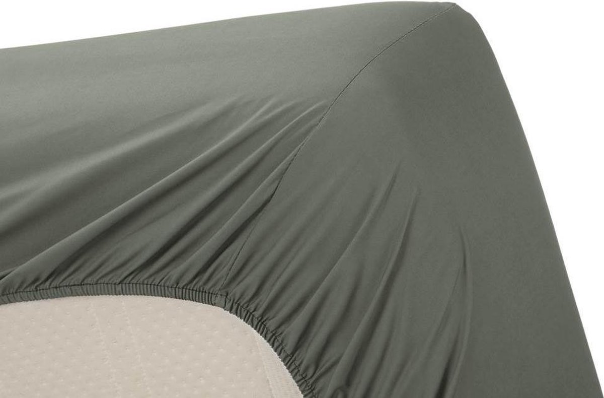 AMBIANTE Cotton Uni Hoeslaken - 100% Katoen - 1-persoons (90x200 Cm) - Green - Groen