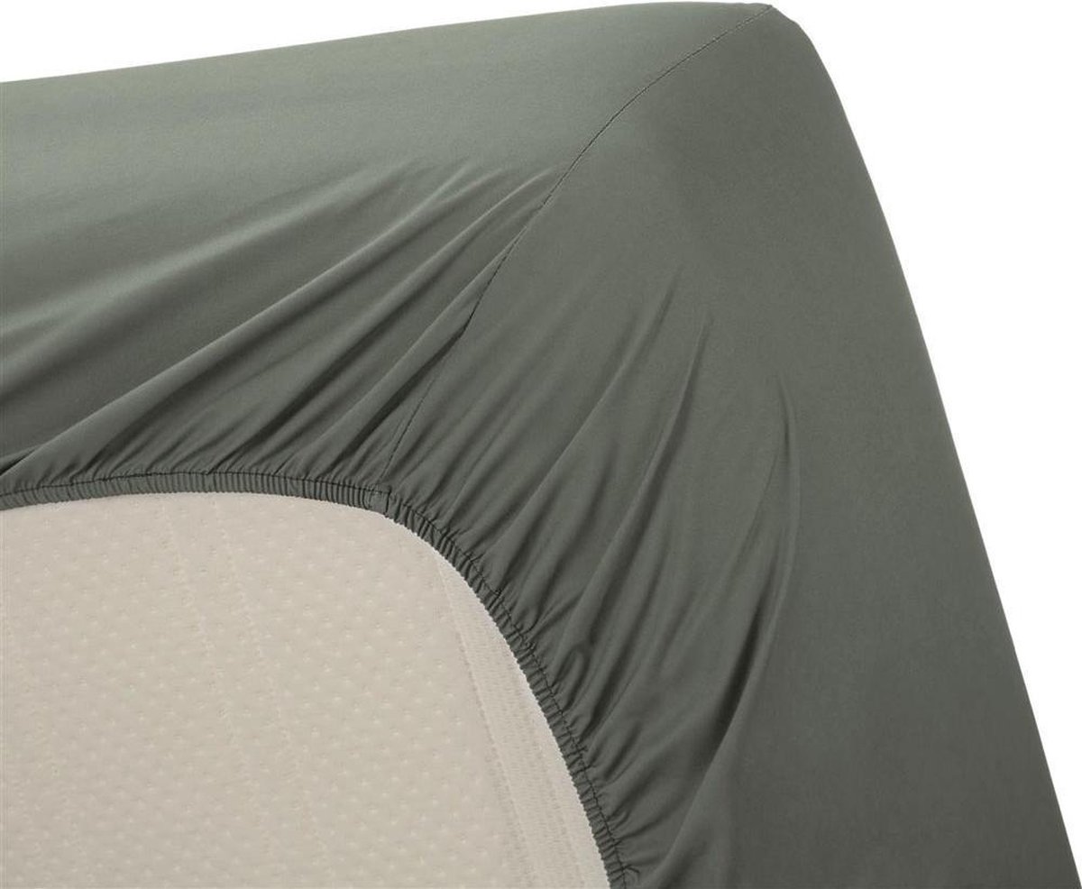AMBIANTE Cotton Uni Hoeslaken - 100% Katoen - 1-persoons (90x200 Cm) - Green - Groen